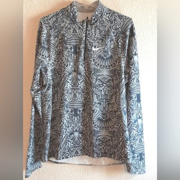 Nike Fit-Dri 1/4 Zip Pullover Mayan Inspo Design Mexican Soccer Navy Gray M - Picture 1 of 8